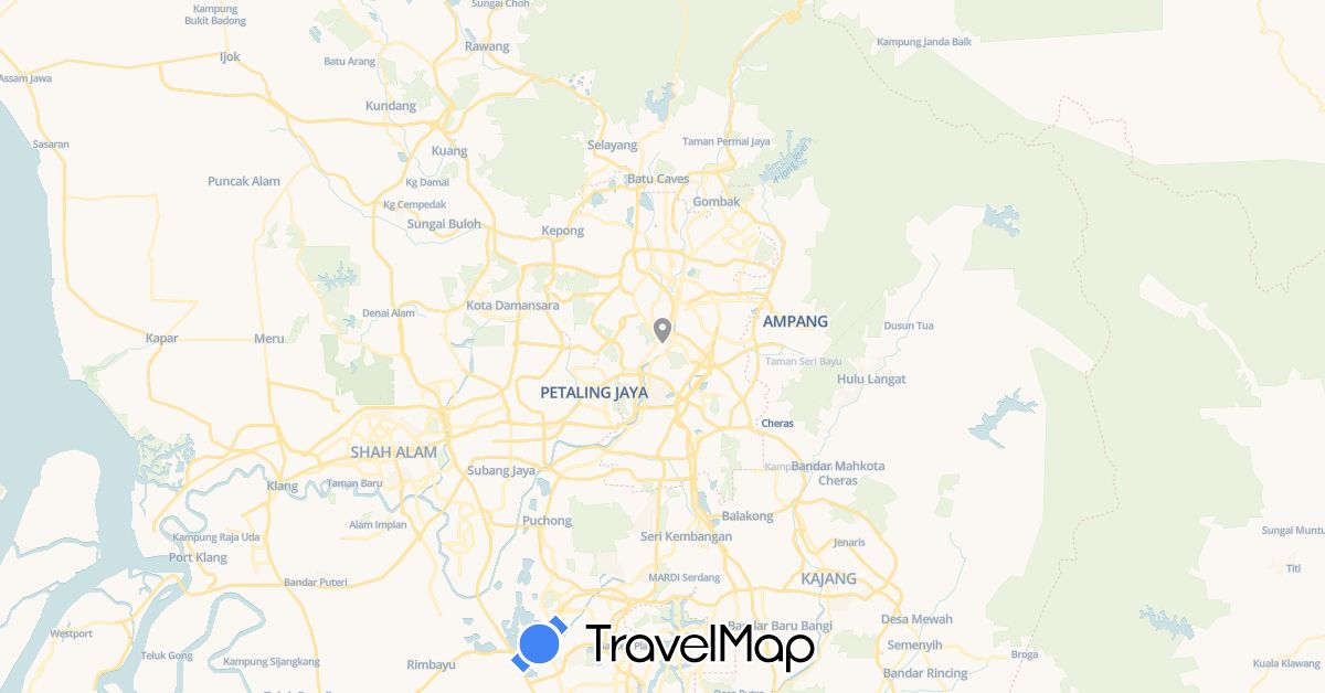 TravelMap itinerary: plane in Malaysia (Asia)